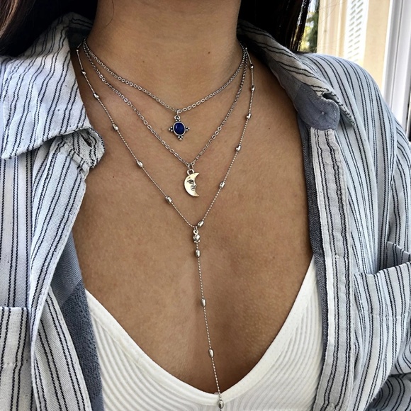 Jewelry - 5 for $25 Three Layer Moon Charm Necklace